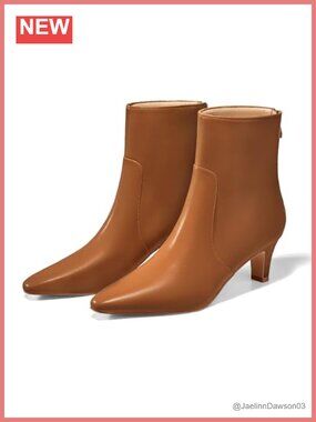 Kitten Heel Ankle Booties Faux Leather Square Toe Dress Boots with Zipper
